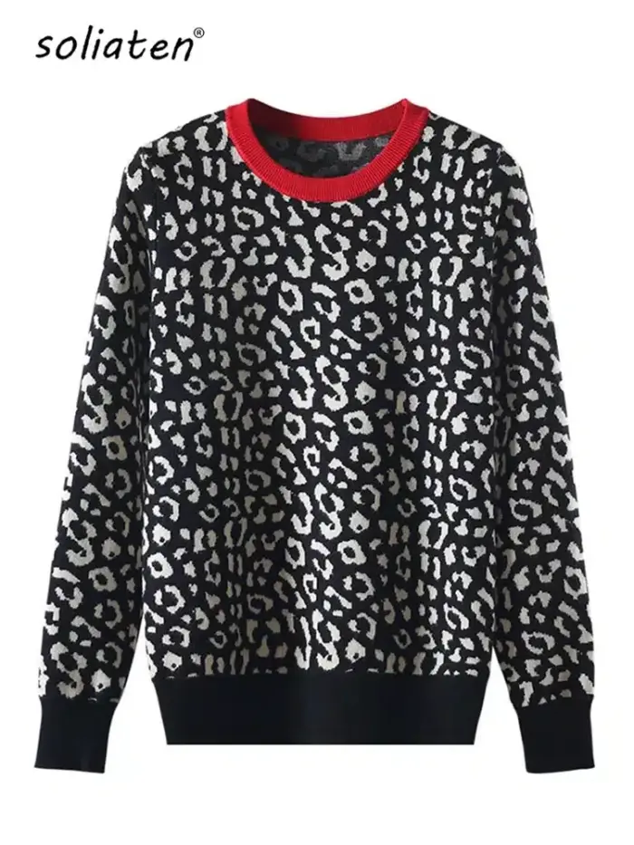 Warm Leopard Sweater For Women - Image 1