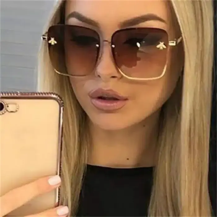 Luxury Oversized Rimless Sunglasses For Women - Image 6