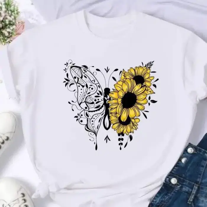 New Butterfly Print T-shirt For Women - Image 1