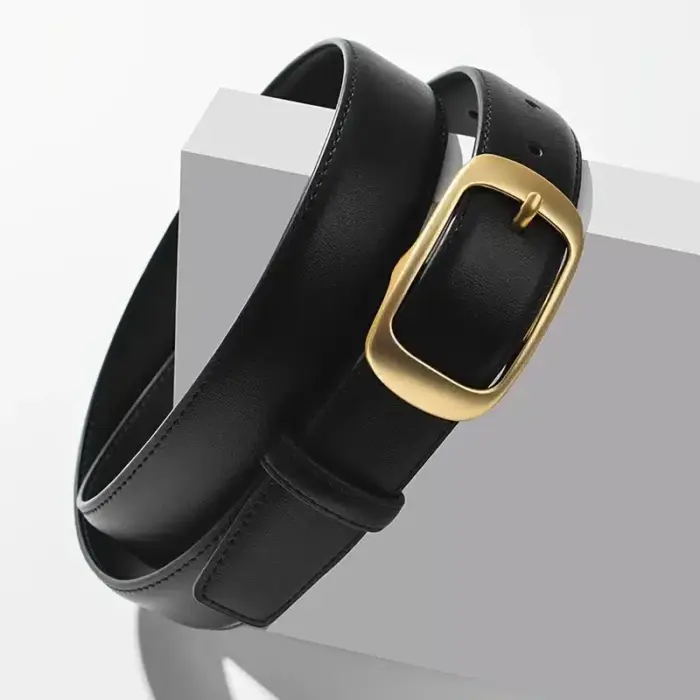 Women's Leather Belt With Metal Buckle - Image 4