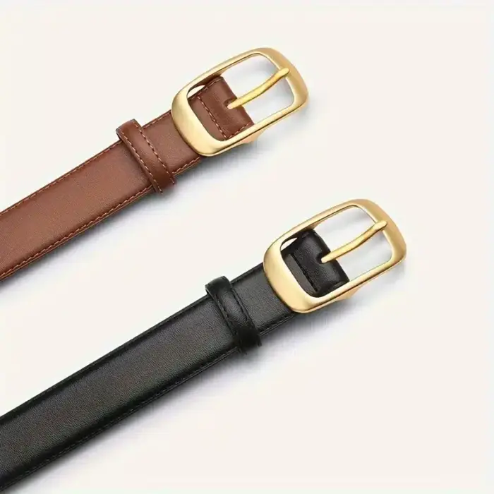 Women's Leather Belt With Metal Buckle - Image 5