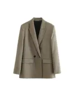 Vintage Double Breasted Plaid Blazer For Women