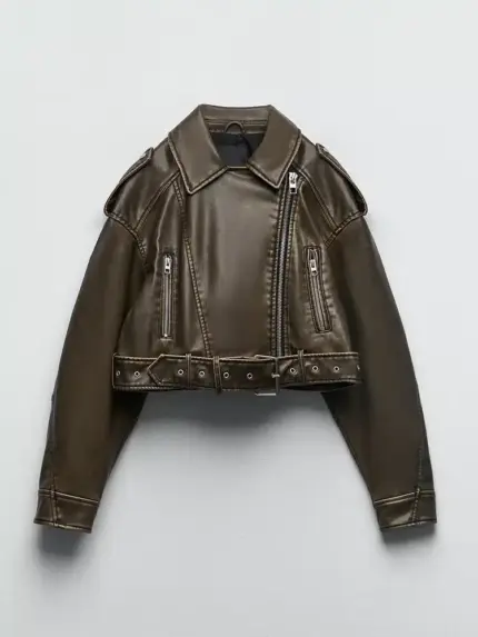 Vintage Short Leather Jacket For Women
