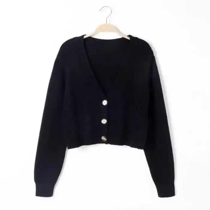 V-Neck Cropped Cardigan For Women - Image 3