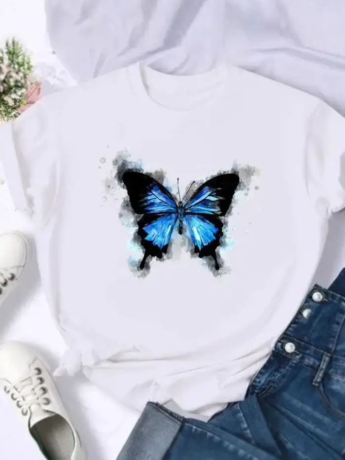 New Butterfly Print T-shirt For Women - Image 5