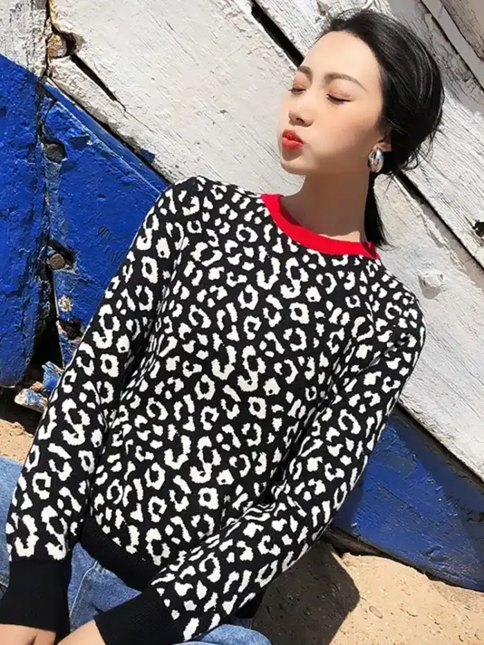 Warm Leopard Sweater For Women - Image 4