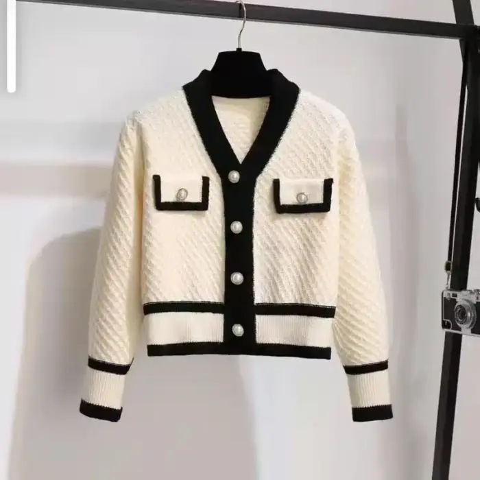 Knitted V-neck Cardigan For Women - Image 2