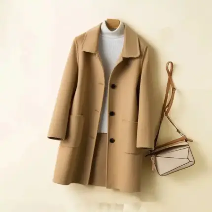 Mid-Length Woolen Coat For Women