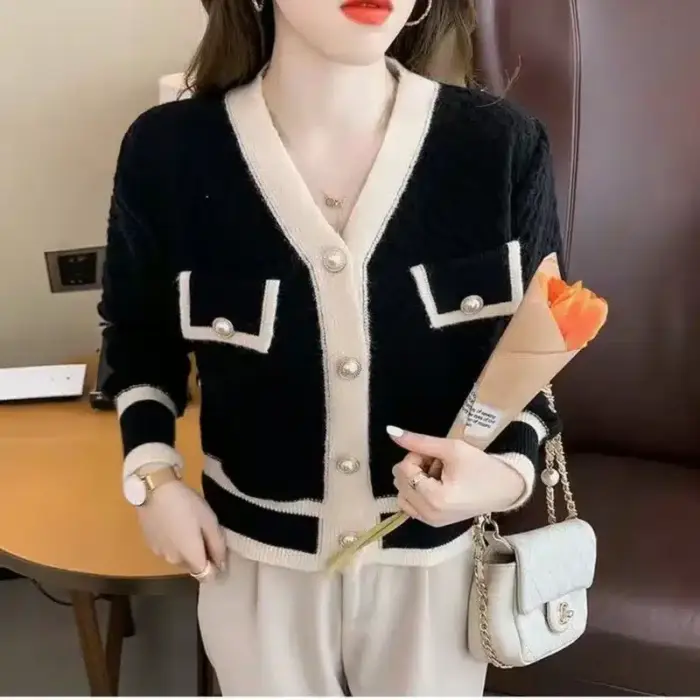 Knitted V-neck Cardigan For Women - Image 4