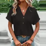 New V-Neck Loose Blouse For Women - Image 6