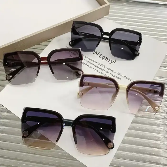 Oversized Rimless Sunglasses For Women - Image 1