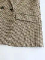 Vintage Double Breasted Plaid Blazer For Women - Image 4