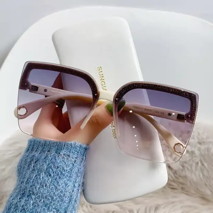 Oversized Rimless Sunglasses For Women - Image 2