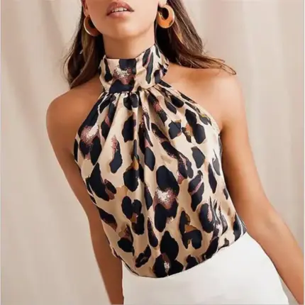 Leopard Sleeveless Blouse For Women