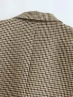 Vintage Double Breasted Plaid Blazer For Women - Image 5