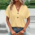 New V-Neck Loose Blouse For Women - Image 4
