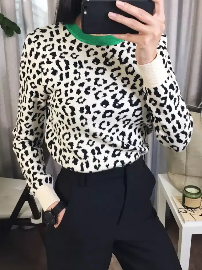 Warm Leopard Sweater For Women - Image 6