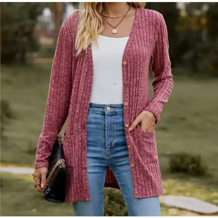 Stripe V-Neck Cardigan For Women - Image 6