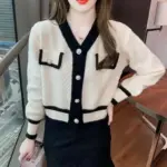 Knitted V-neck Cardigan For Women - Image 3