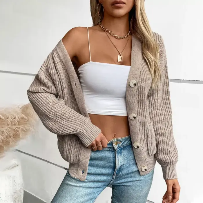 Casual V-neck Cardigan For Women - Image 5