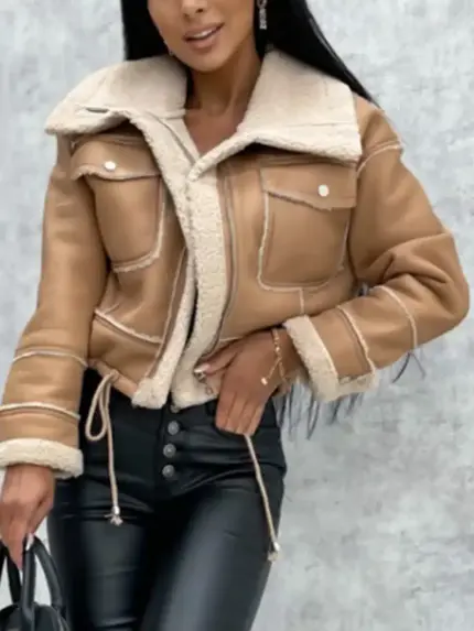 Casual Fur Leather Jacket For Women