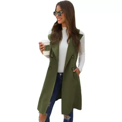 Women's Double Breasted Long Vest