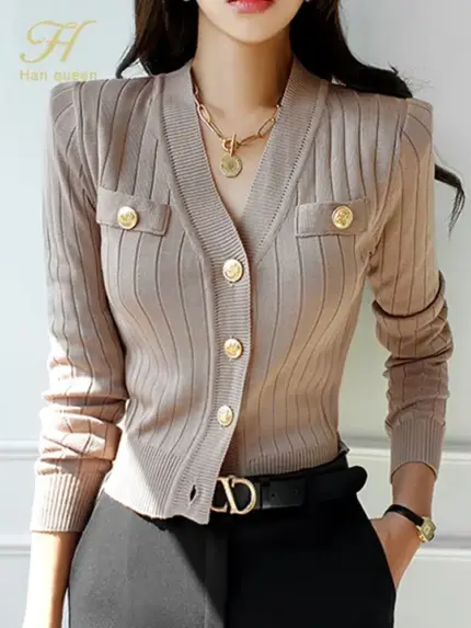 New Knitted V-Neck Cardigan For Women