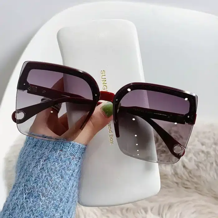 Oversized Rimless Sunglasses For Women - Image 5