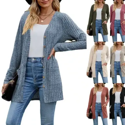 Stripe V-Neck Cardigan For Women