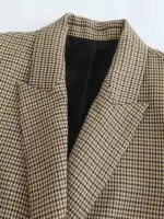 Vintage Double Breasted Plaid Blazer For Women - Image 3
