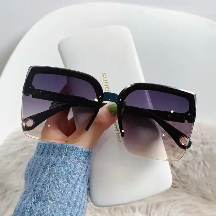 Oversized Rimless Sunglasses For Women - Image 4