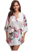 Silk Satin Floral Robe For Women