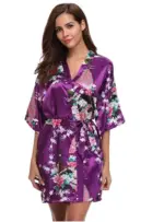 Silk Satin Floral Robe For Women - Image 4