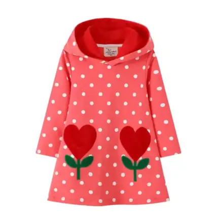 Cotton Hooded Dress For Kids