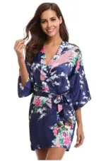 Silk Satin Floral Robe For Women - Image 3