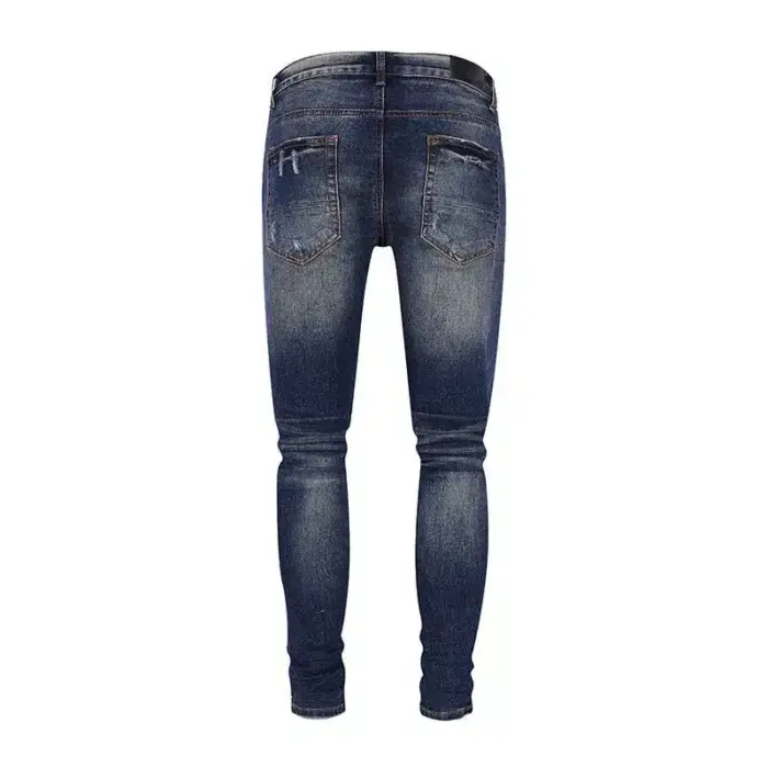 Retro Skinny Fit Ripped Jeans For Men - Image 2