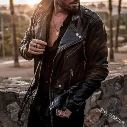 New Motorcycle Leather Jacket For Men