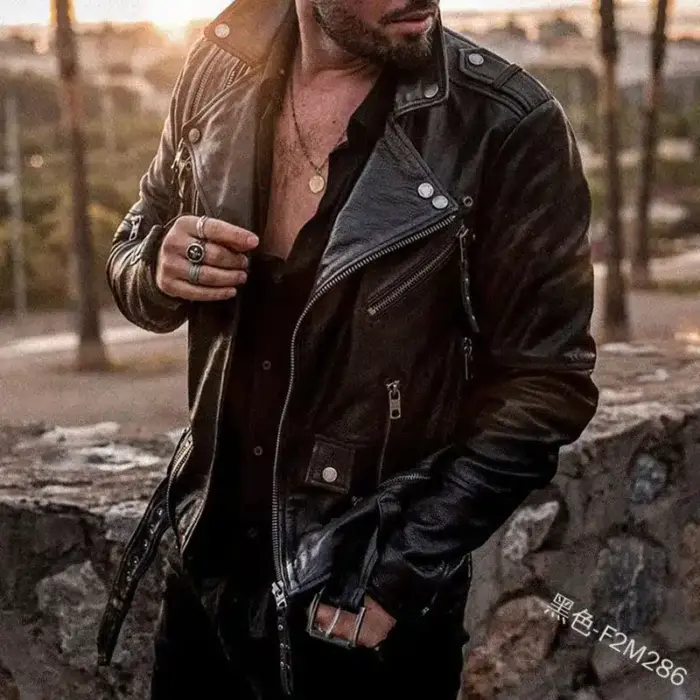 New Motorcycle Leather Jacket For Men - Image 1