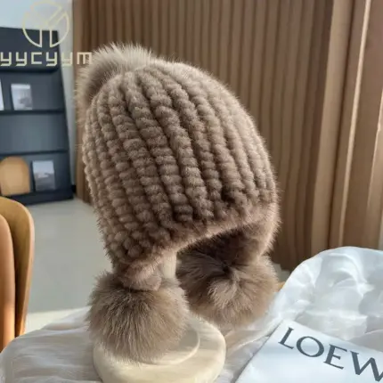 Knitted Fur Beanie For Kids