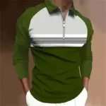 Casual Long Sleeve Zipper Polo T-shirt For Men - Image 6