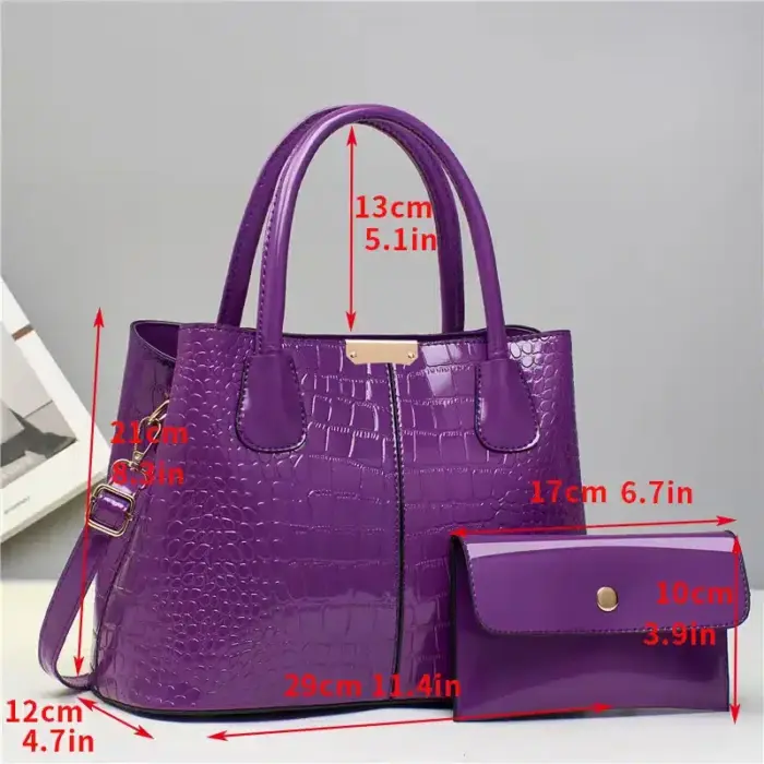 Faux Leather Bag Set For Women - Image 2