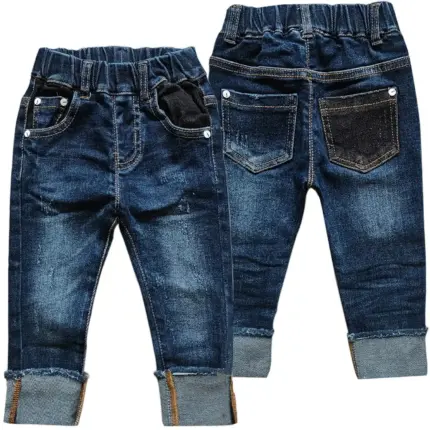 Elastic Denim Jeans For Kids