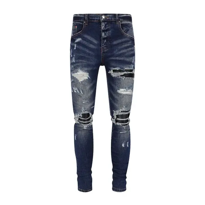Retro Skinny Fit Ripped Jeans For Men - Image 1