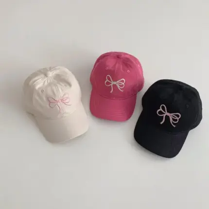 Children Embroidery Bow Baseball Hat SFor Kids