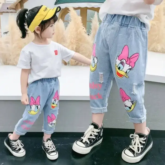 Casual Cartoon Print Jeans For Kids - Image 2