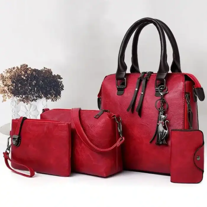 Luxury Faux Leather Bag Set For Women - Image 5