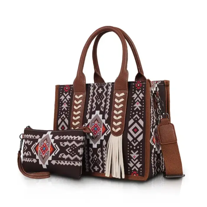 Ethnic Print Handbag Set For Women - Image 1