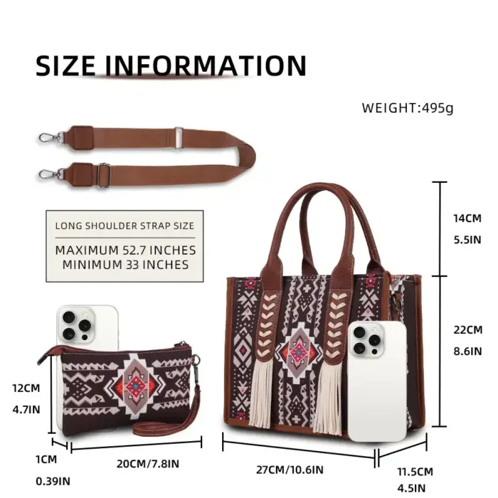 Ethnic Print Handbag Set For Women - Image 6