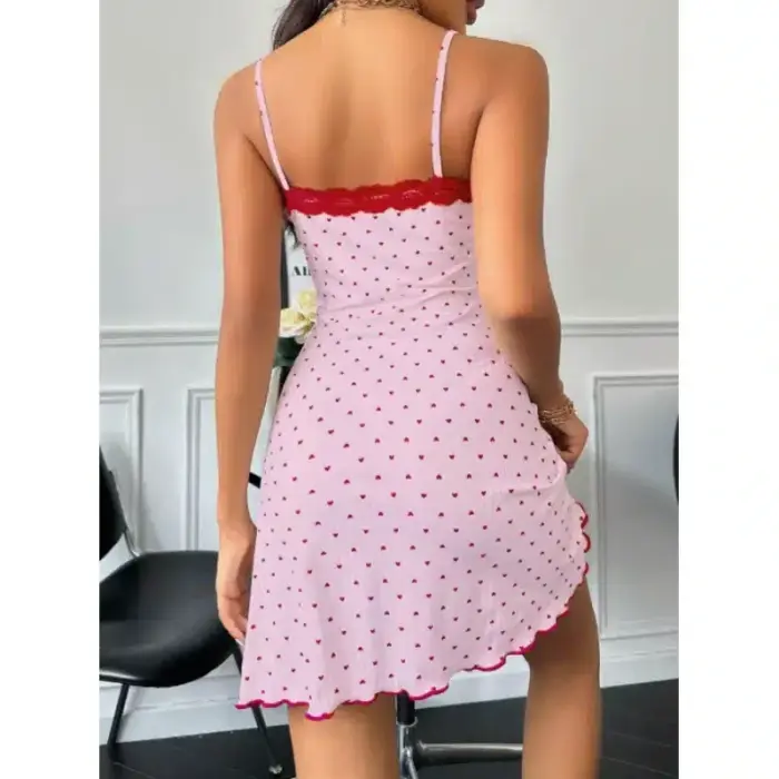 Soft Heart Printed Chemise For Women - Image 4