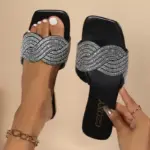 Flat Rhinestone Sandals For Women